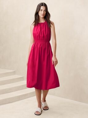 Banana Republic Factory Bubble-Hem Taffeta Midi Dress In Maui Rose Size M NWT